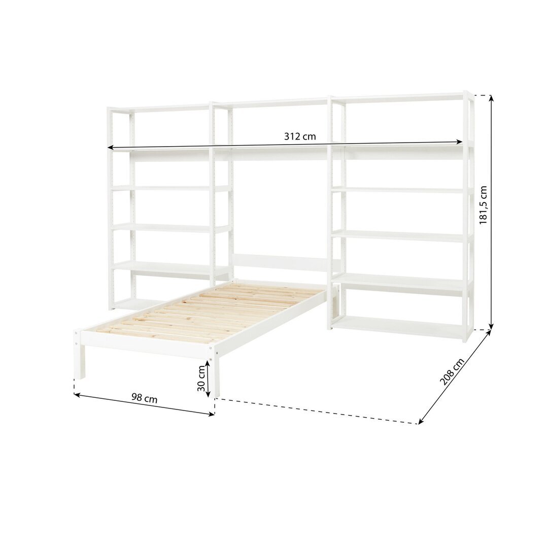 Hoppekids STOREY Regalsystem mit Juniorbett - Regal 100 cm Juniorbett 90x200cm weiß