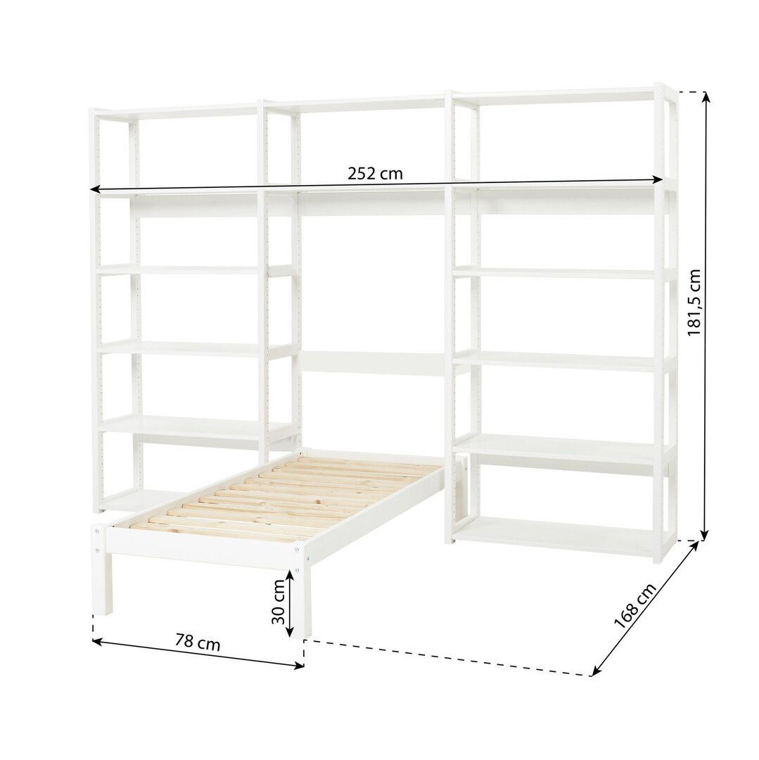 Hoppekids STOREY Regalsystem mit Juniorbett - Regal 80 cm Juniorbett 70x160cm weiß
