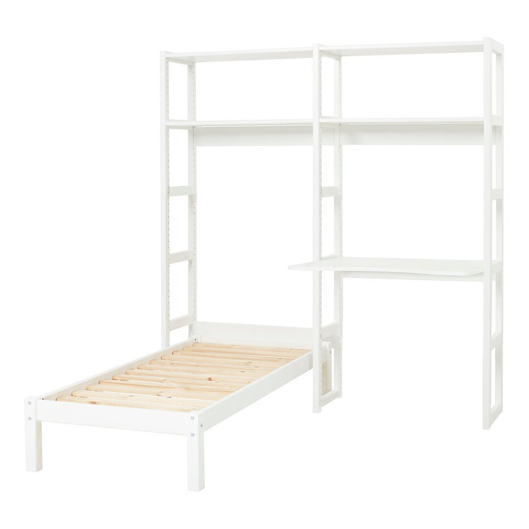 Hoppekids Hoppekids STOREY Bücherregal mit 2 Abschnitten 4 Einlegeböden Bettgröße 70x160 cm und Tischplatte 80 cm breit weiß