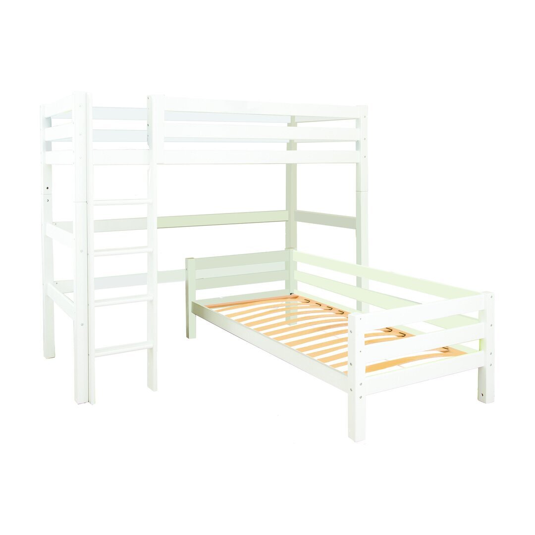 Hoppekids ECO Luxury Eck-Etagenbett 90x200cm weiß - 90x200 cm Eck-Etagenbett mit flexiblem Lattenrost