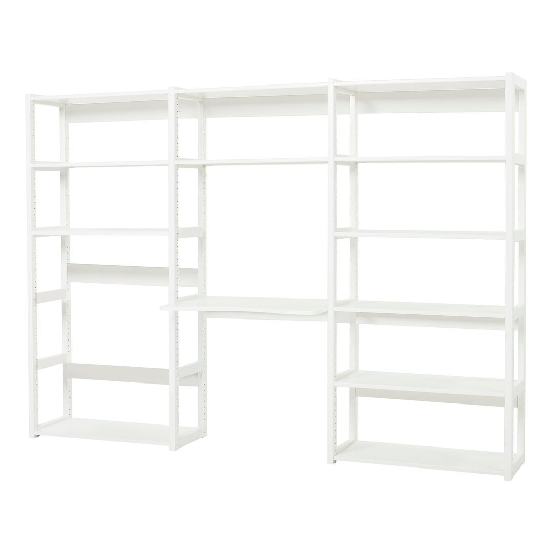 Hoppekids STOREY Bücherregal mit 3 Abschnitten und Schreibtisch - 12 Ablagen und einem 80 cm breiten Schreibtisch weiß