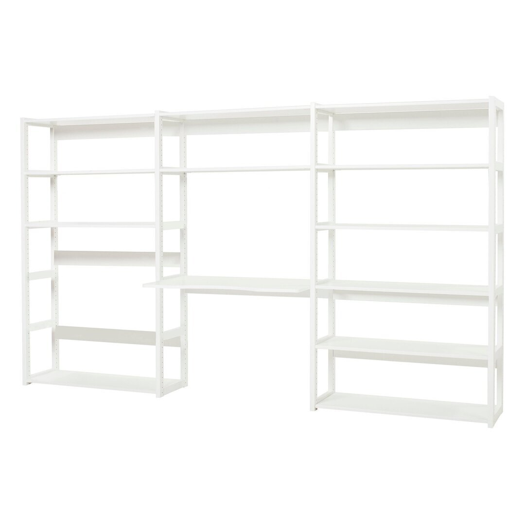 Hoppekids STOREY Bücherregal mit 3 Abschnitten und Schreibtisch - 12 Ablagen und einem 100 cm breiten Schreibtisch weiß