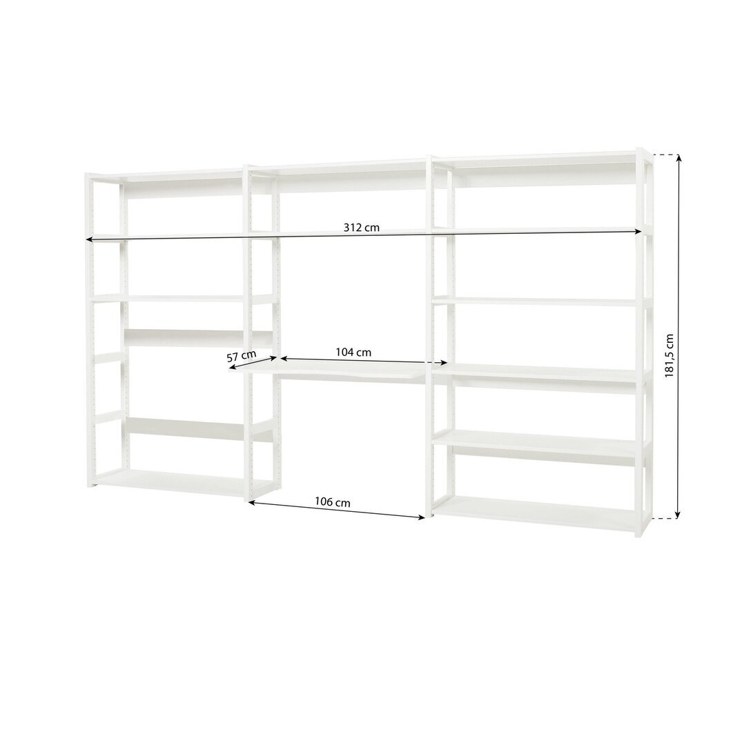 Hoppekids STOREY Bücherregal mit 3 Abschnitten und Schreibtisch - Hoppekids Hoppekids STOREY Bücherregal mit 3 Abschnitten 14 Ablagen und einem 80 cm breiten Schreibtisch weiß