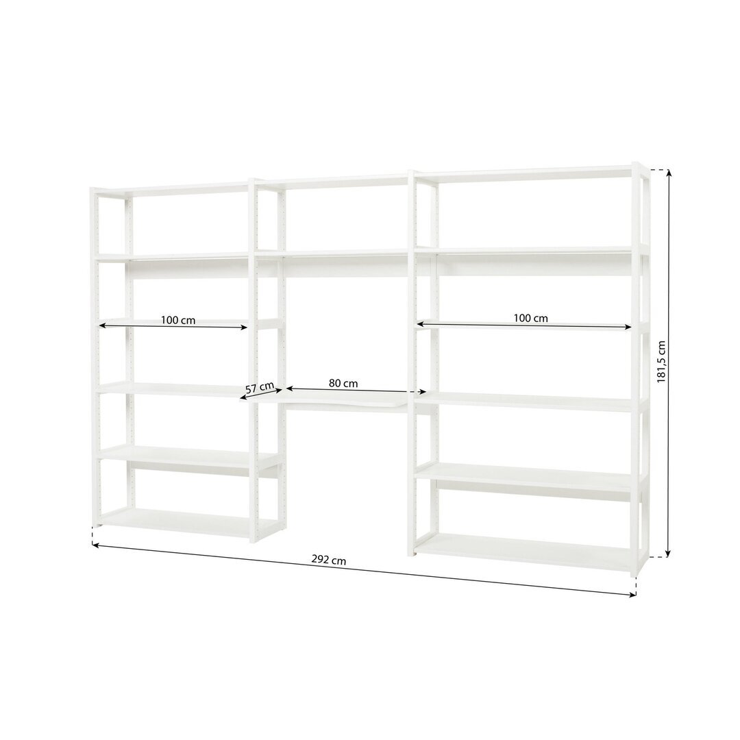 Hoppekids STOREY Bücherregal mit 3 Abschnitten und Schreibtisch - 12 Ablagen und einem 80 cm breiten Schreibtisch weiß