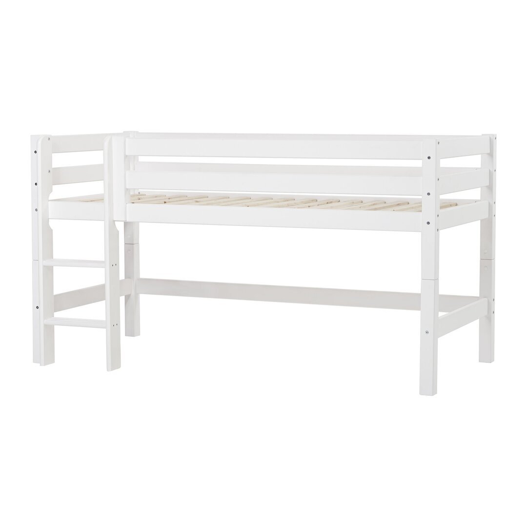 Hoppekids ECO Luxury Halbhochbett 90x200cm mit gerader Leiter weiß