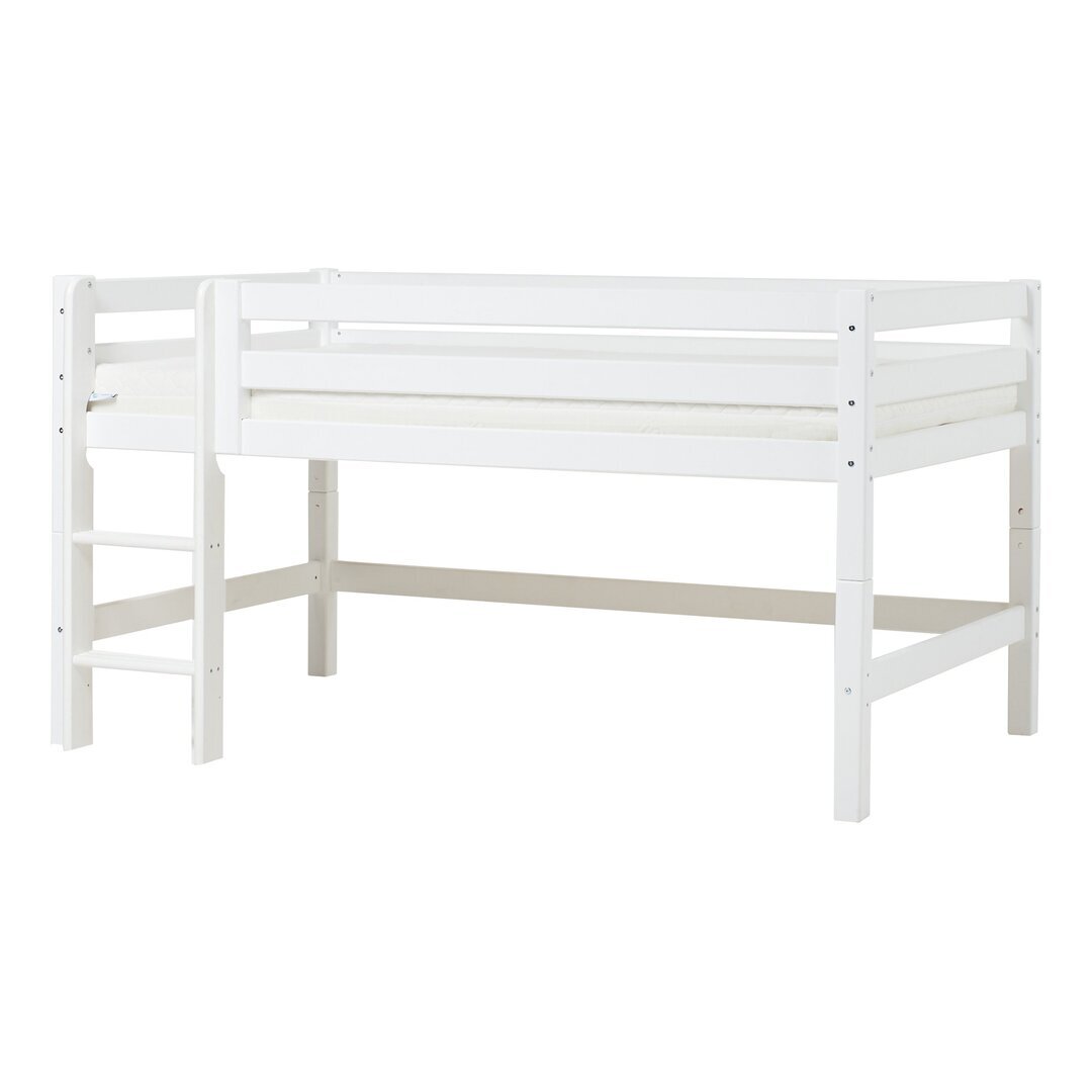 Hoppekids ECO Luxury Halbhochbett 120x200 cm mit gerader Leiter weiß