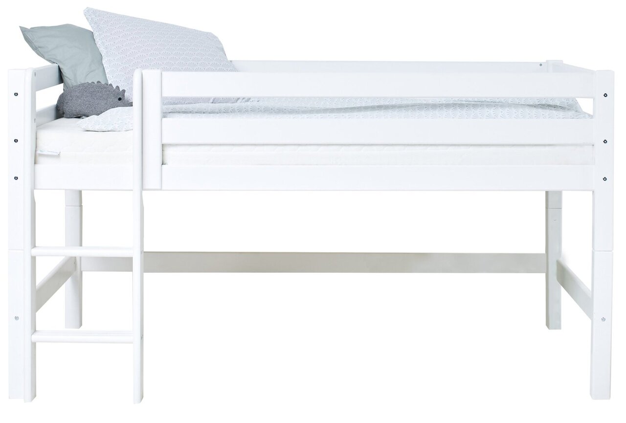 Hoppekids ECO Luxury Halbhochbett 120x200 cm mit gerader Leiter weiß