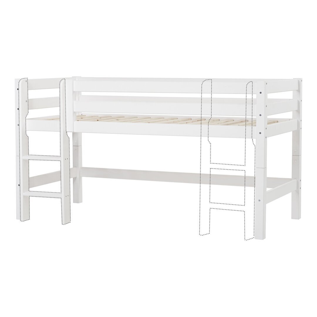 Hoppekids ECO Luxury Halbhochbett 120x200 cm mit gerader Leiter weiß