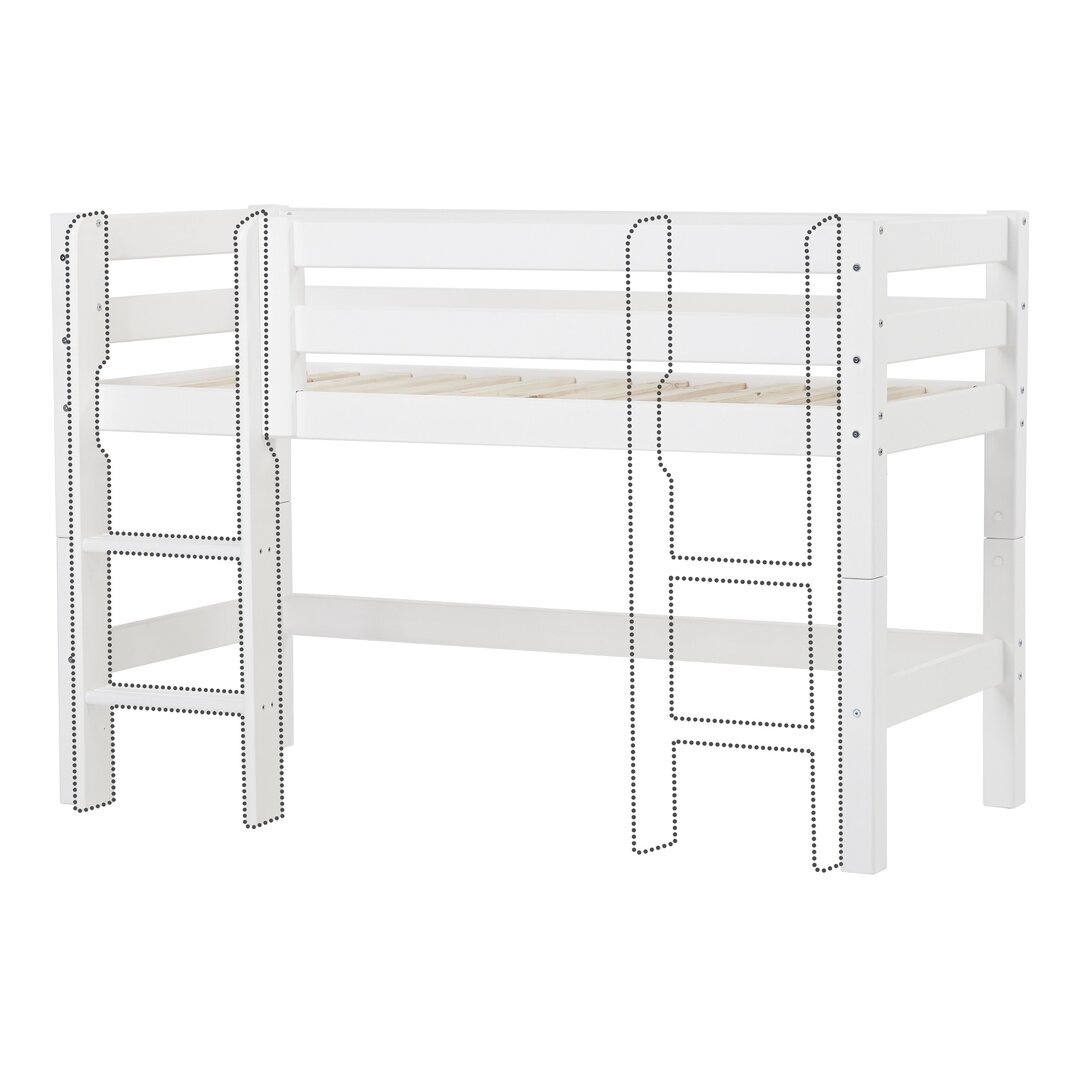 Hoppekids ECO Luxury Halbhochbett 90x200cm mit gerader Leiter weiß
