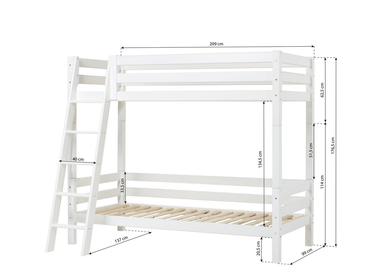 Hoppekids ECO Luxury Hohes Etagenbett: L209 x B124 x H177 cm