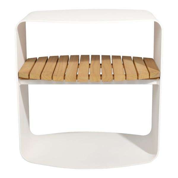 Mindo 109 Outdoor Side Table - Off-White Aluminum