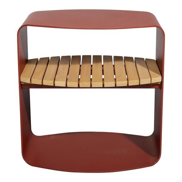 Mindo 109 Outdoor Side Table - Terracotta Red Aluminum