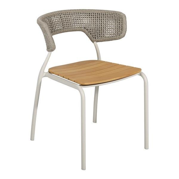 Mindo 101 Outdoor Dining Chair - Stackable - Off-White Aluminum