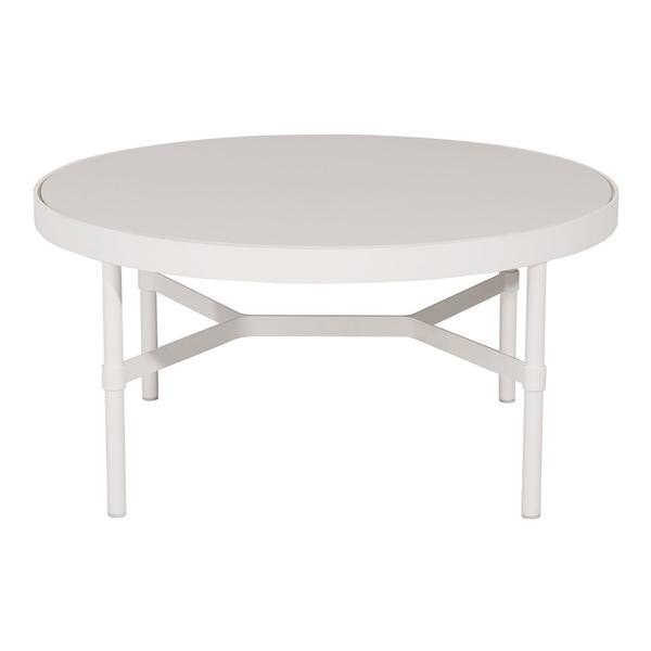 Mindo 100 Outdoor Coffee Table - Round - Off-White Aluminum