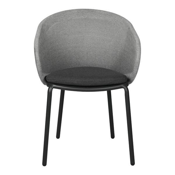 Mindo 114 Outdoor Dining Chair - Stackable - Light Grey Melange Knit-Dark Grey Aluminum