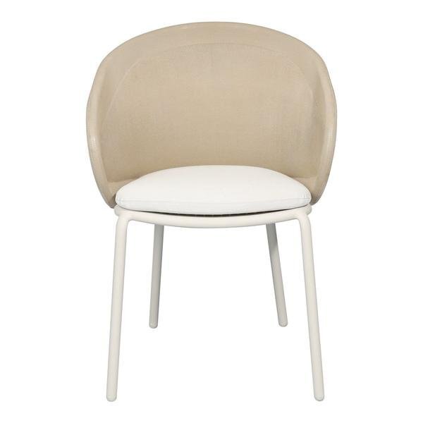 Mindo 114 Outdoor Dining Chair - Stackable - Beige Knit-Light Grey Aluminum