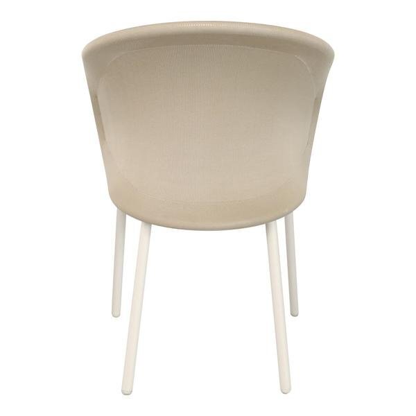 Mindo 114 Outdoor Dining Chair - Stackable - Beige Knit-Light Grey Aluminum