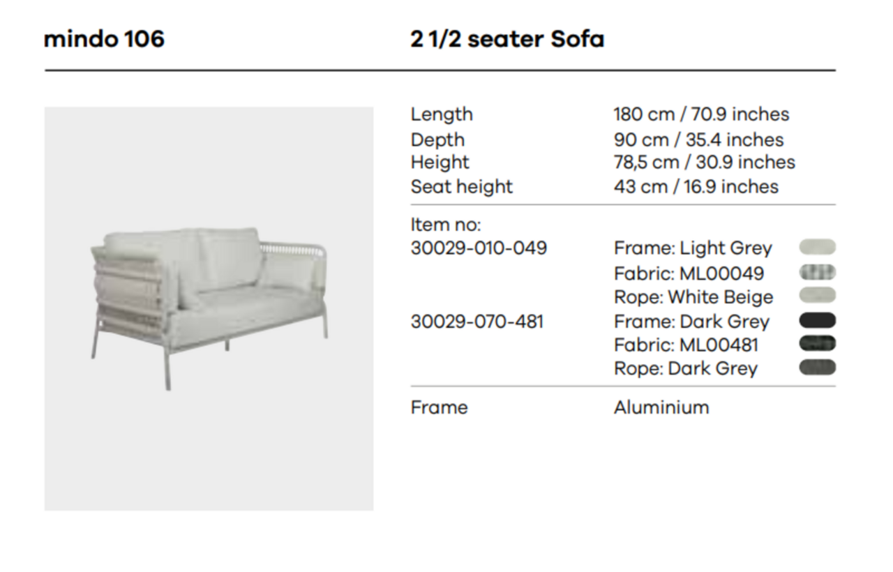 Mindo 106 Outdoor 2.5 Seater Sofa