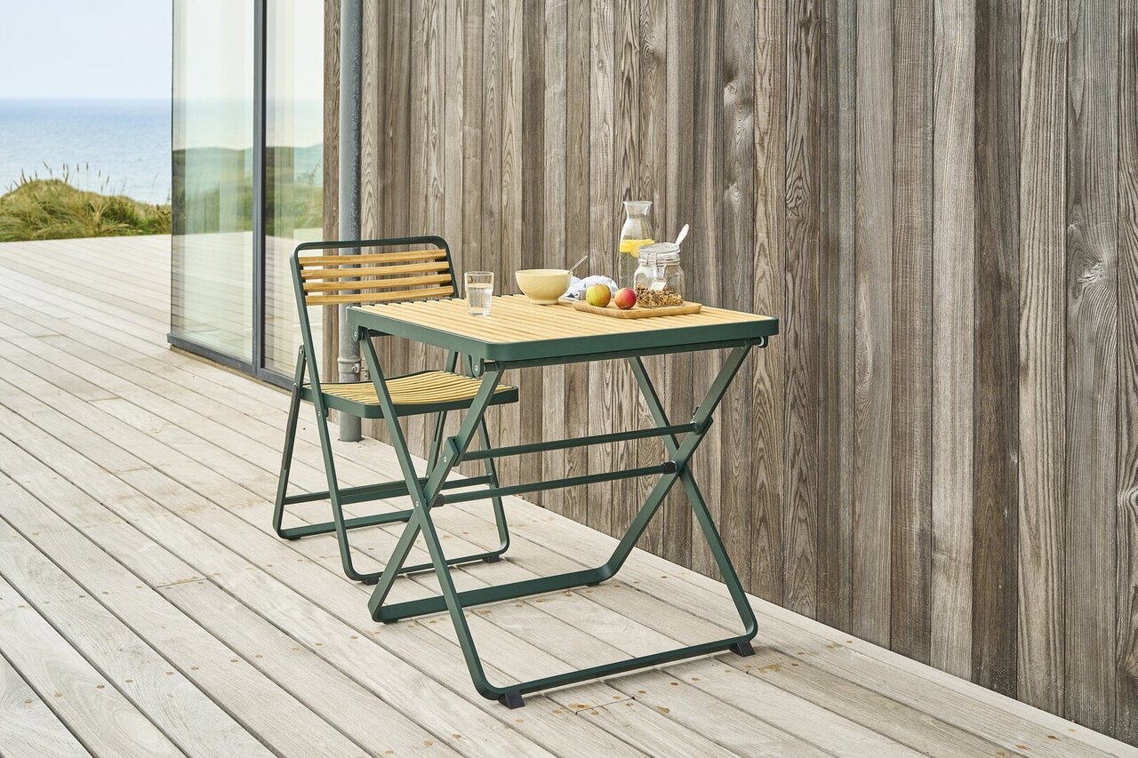Mindo 121 Foldable Table 75x75cm - Klapptisch - Bamboo - Dark Green