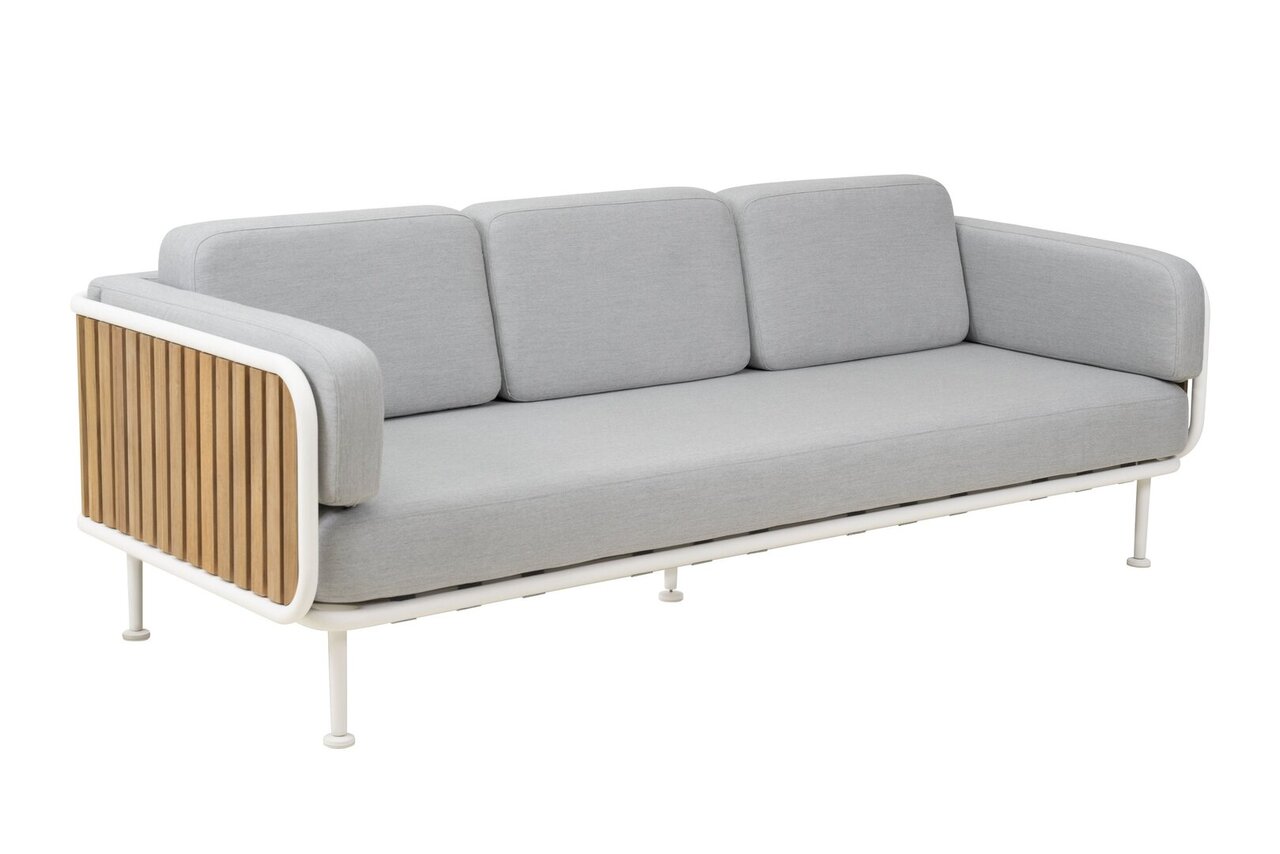 Mindo 100 3 Seater Sofa 3 Sitzer Sofa-Aluminium Off - White - Sunbrella Grey Chine