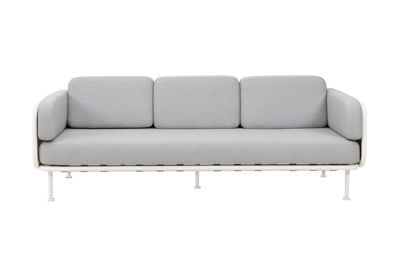 Mindo 100 3 Seater Sofa 3 Sitzer Sofa-Aluminium Off - White - Sunbrella Grey Chine