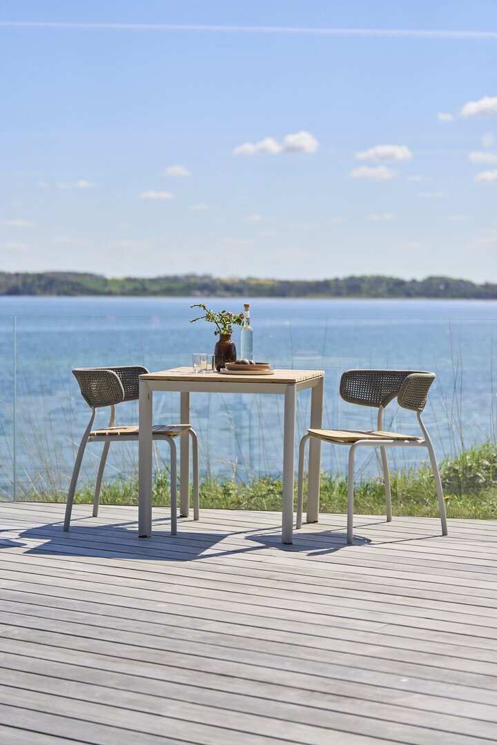Mindo 101 Dining table 74x74cm - Esstisch - Teak - Aluminium Light Grey