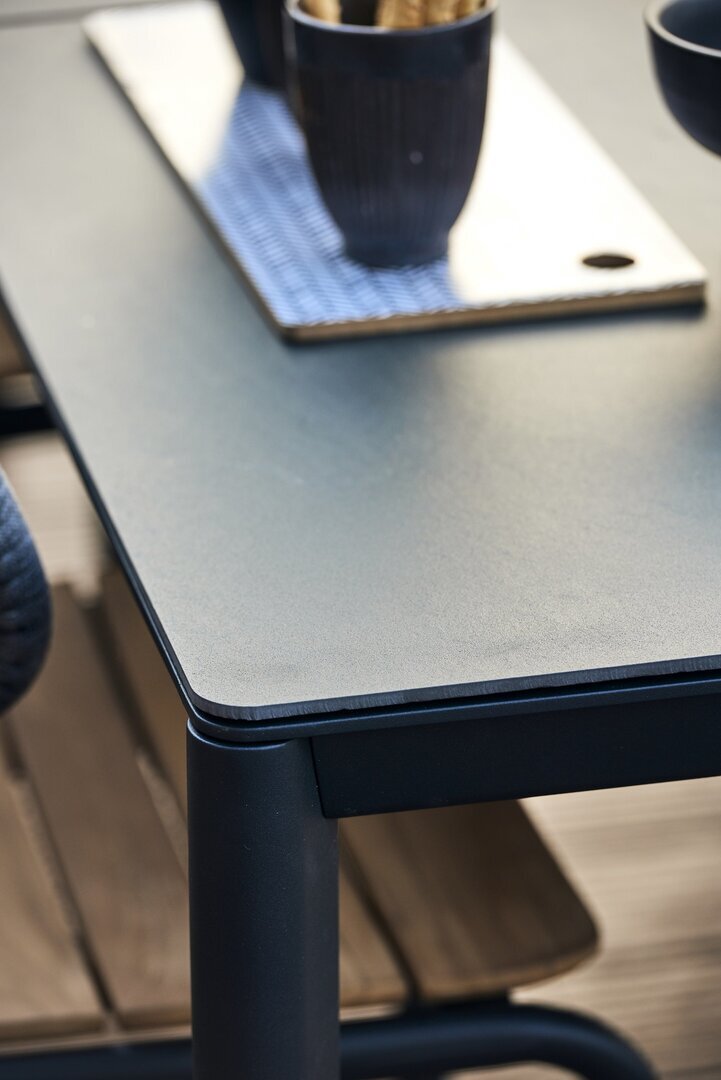 Mindo 101 Dining table 74x74cm - Esstisch - Ceramic Opium Black - Aluminium Dark Grey