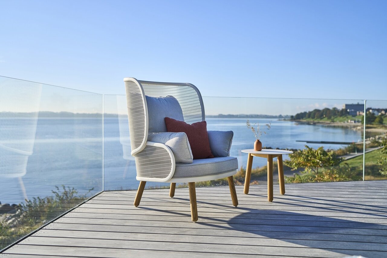 Mindo 118 High back Lounge chair - Loungesessel - Off-White - Grey Chiné