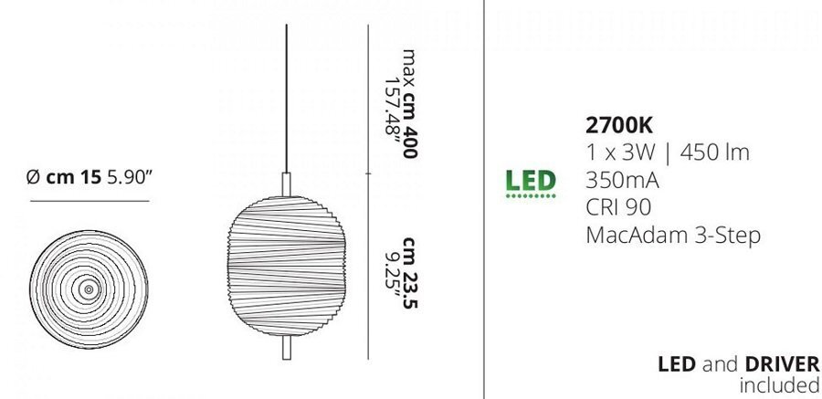 Lodes-Studio Italia Jefferson Hängeleuchte - 1 Leuchtmittel - Höhe 23.5 cm