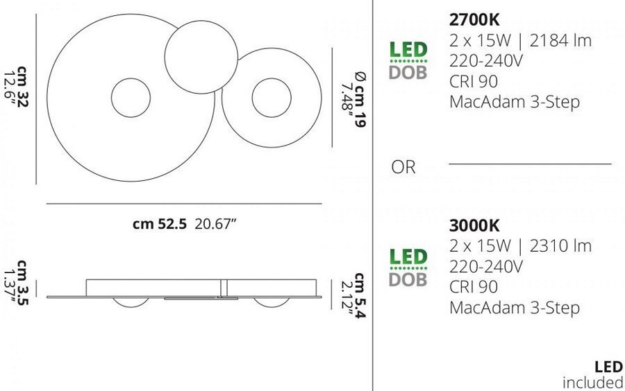 Lodes-Studio Italia Bugia Deckenleuchte - 2 Leuchtmittel - 