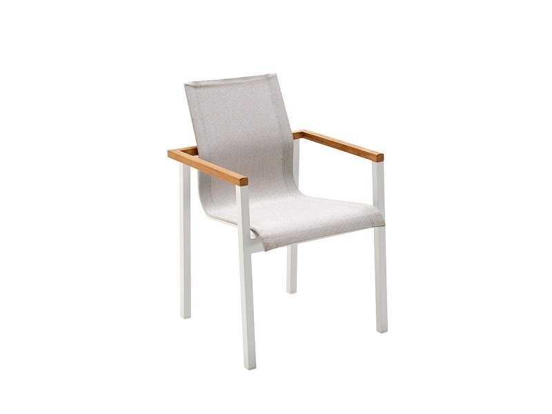 Solpuri SKY Stapelsessel mit Teak-Armlehne-Alu white / softex shell / Teak Onlay 