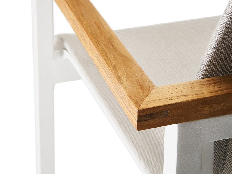 Solpuri SKY Stapelsessel mit Teak-Armlehne-Alu white / softex shell / Teak Onlay 