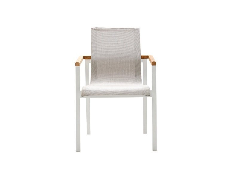 Solpuri SKY Stapelsessel mit Teak-Armlehne-Alu white / softex shell / Teak Onlay 
