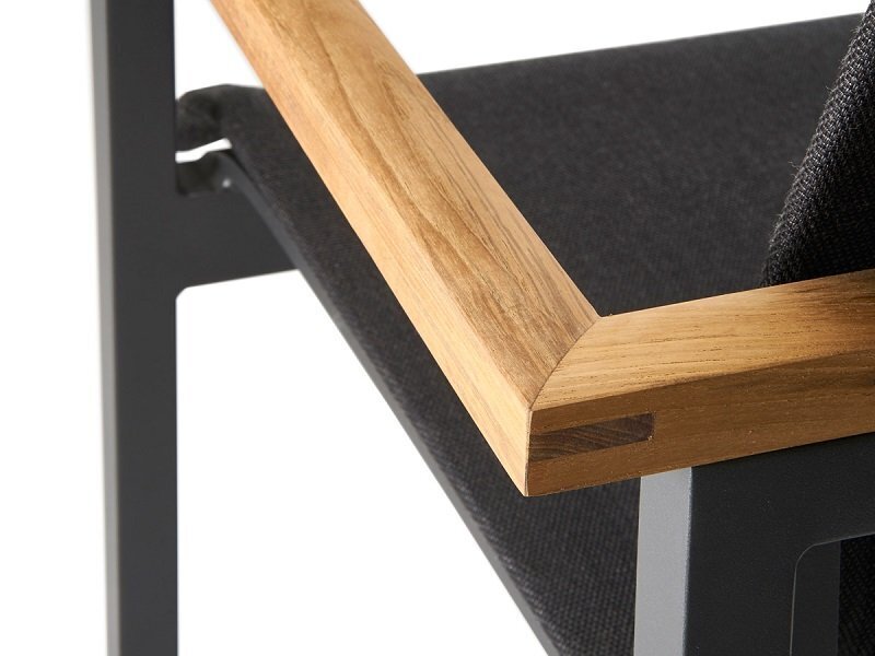 Solpuri SKY Stapelsessel mit Teak-Armlehne- Alu anthracite / softex coal / Teak Onlay