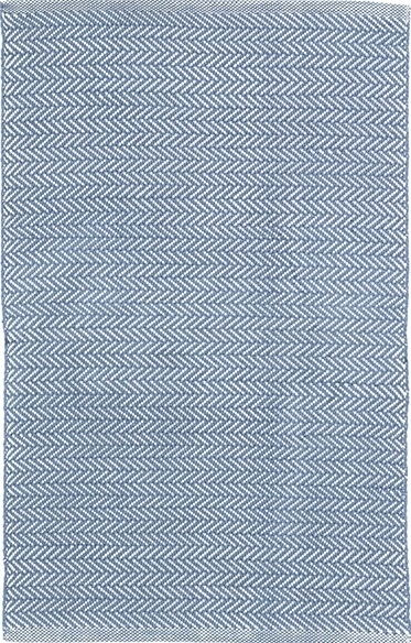 Dash and Albert Herringbone Denim/Ivory Indoor/Outdoor Rug