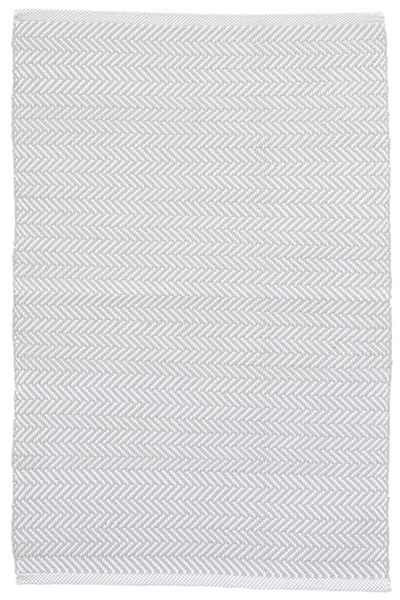Dash and Albert Herringbone Pearl Grey/White Indoor/Outdoor Rug
