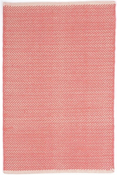 Dash and Albert Herringbone Coral Woven Cotton Rug