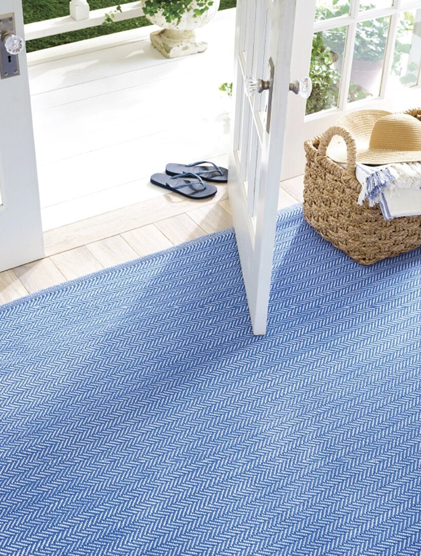 Dash And Albert Herringbone French Blue/White Rug