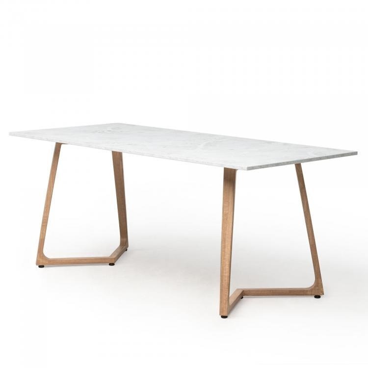 Maramo Esstisch - Wings Dinner - Aluminium, Eiche Dekor - Carrare White Marble