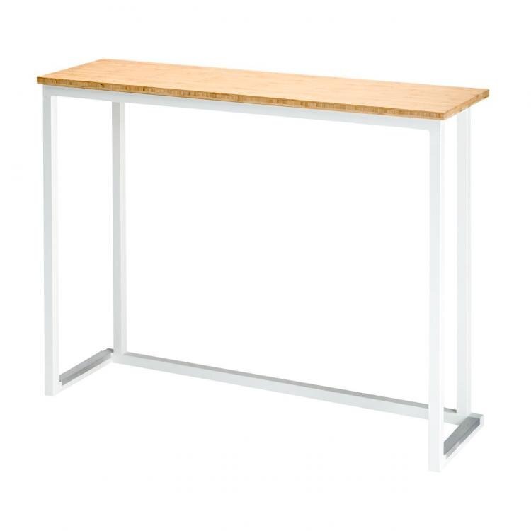 Maramo Stehtisch Kubo Wall, Stahl - Bambus Weiß - 90 cm