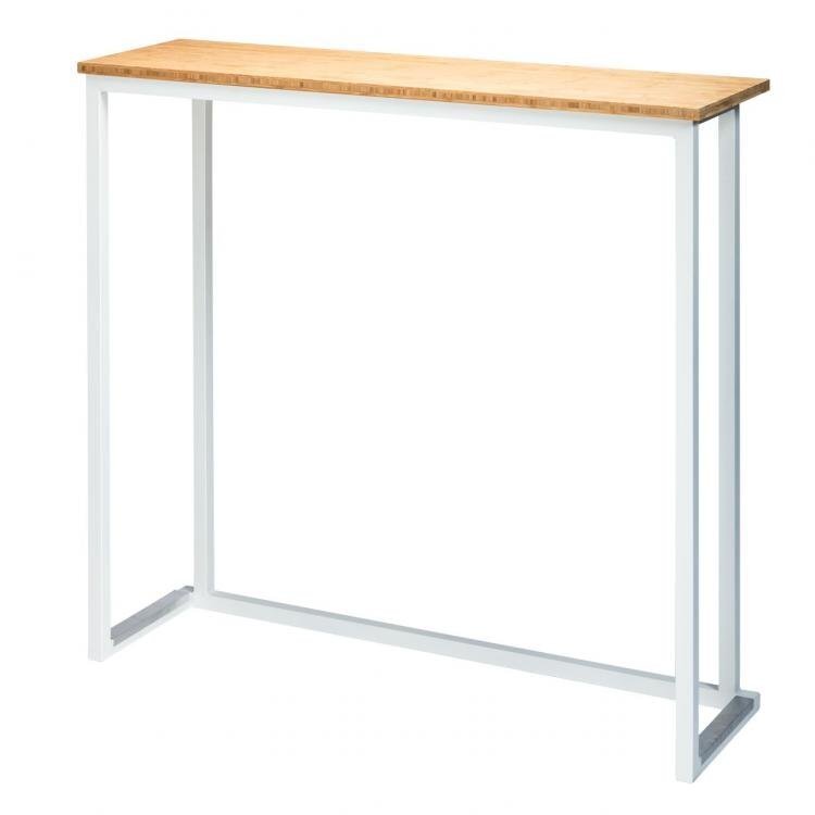 Maramo Stehtisch Kubo Wall, Stahl - Bambus Weiß - 110 cm