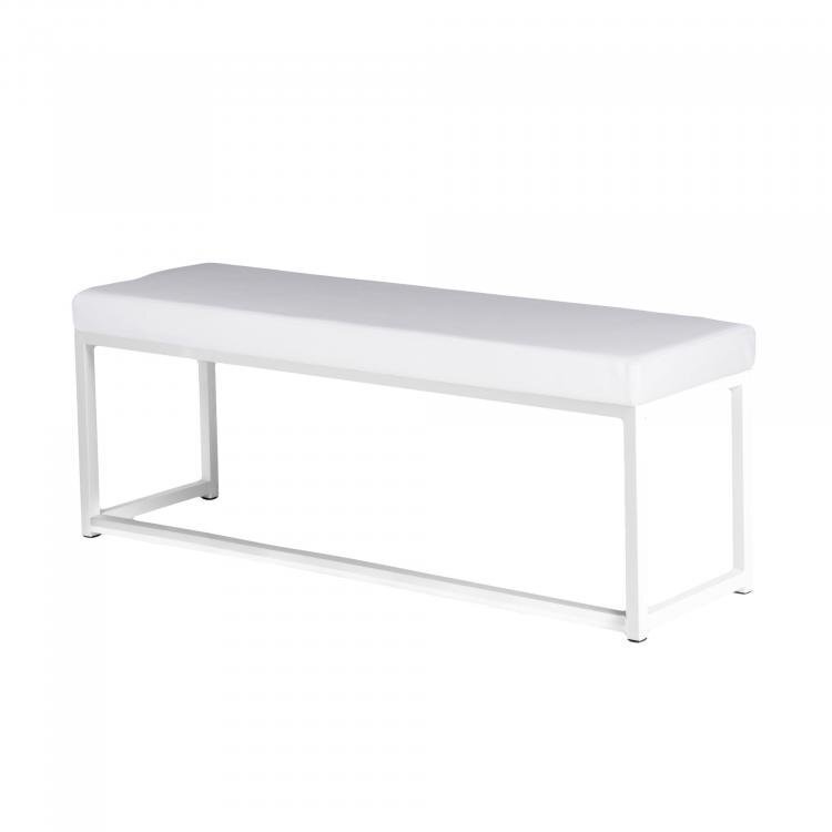 Maramo Lounge Sofa Kubo Love, Stahl - Linnen Look Rot - Kunstleder Schneeweiß - Weiß