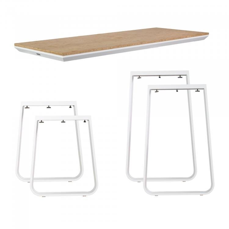 Maramo Lounge Tisch Salt Set, Aluminium - Bambus, Weiß