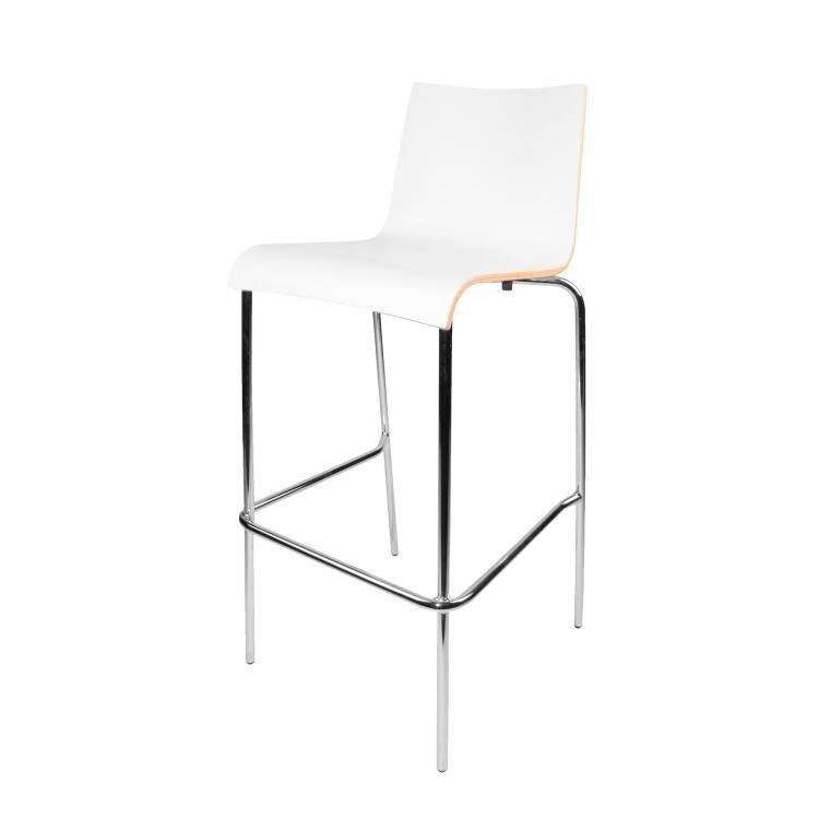 Maramo Stapelbare Barstuhl Scala Bar, chrom - Multiplex mit HPL - Weiß