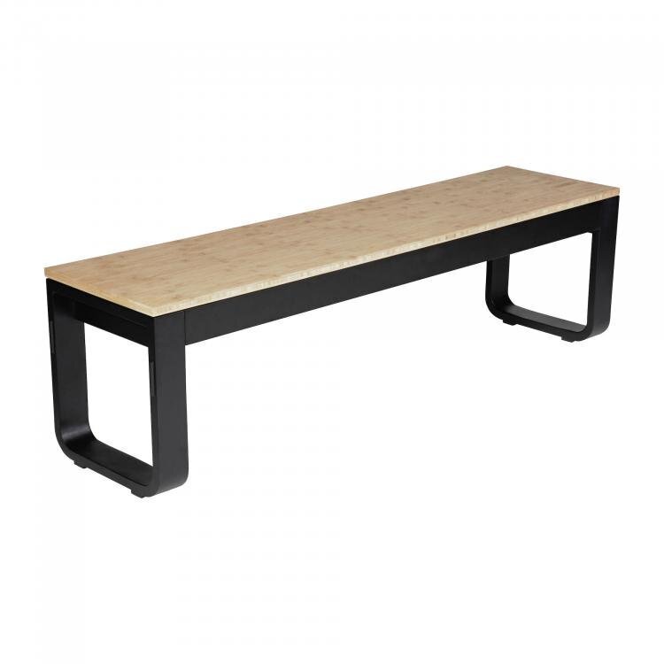 Maramo Bank Flow Bench, Aluminium - schwarz - Bambus, unbehandelt