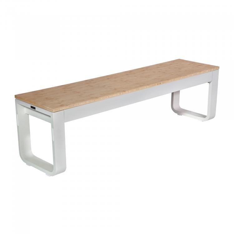 Maramo Bank Flow Bench, Aluminium - weiß - Bambus, unbehandelt