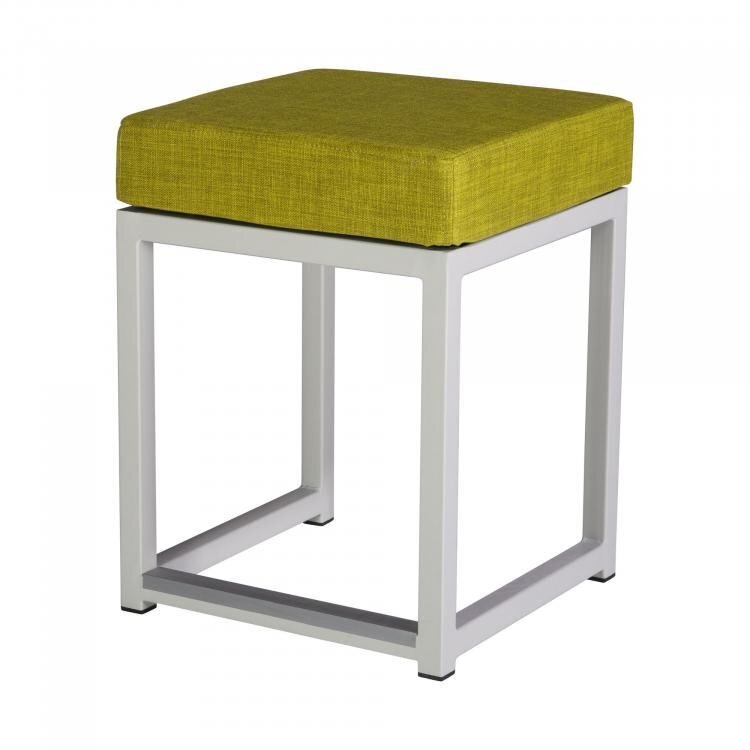 Maramo Barhocker Kubo Cube, Stahl-weiß - Linnen Look, Lime