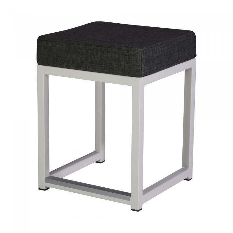 Maramo Barhocker Kubo Cube, Stahl-weiß - Linnen Look, Anthrazit