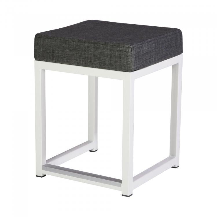 Maramo Barhocker Kubo Cube, Stahl-weiß - Linnen Look, Anthrazit