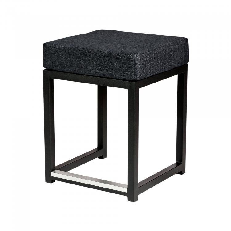 Maramo Barhocker Kubo Cube, Stahl-schwarz - Linnen Look, Anthrazit